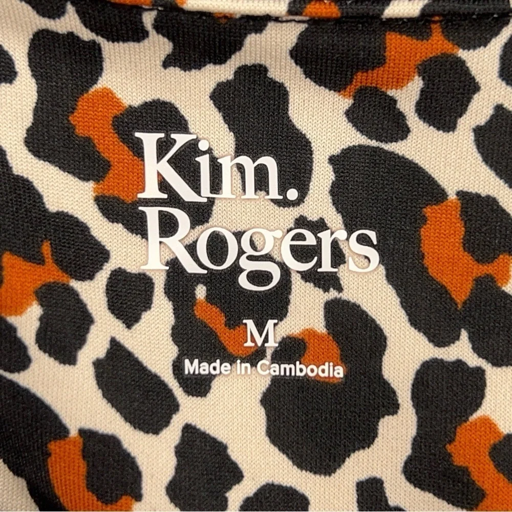 MEDIUM KIM ROGERS LEOPARD PRINT BLOUSE SLEEVELESS STRETCH BEIGE BROWN ANIMAL